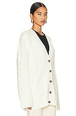 Helsa Serena Cable Cardigan in White, view 3, click to view large image.
