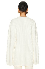Helsa Serena Cable Cardigan in White, view 4, click to view large image.