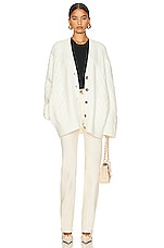 Helsa Serena Cable Cardigan in White, view 5, click to view large image.
