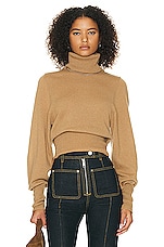 Helsa Aren Cashmere Turtleneck Sweater in Camel, view 1, click to view large image.