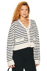Helsa Dawes Cardigan in Ivory & Black, view 2, click to view large image.