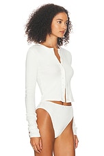 Helsa Pointelle Cardigan in White, view 2, click to view large image.