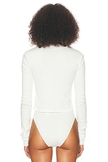 Helsa Pointelle Cardigan in White, view 3, click to view large image.