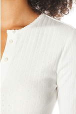 Helsa Pointelle Cardigan in White, view 5, click to view large image.