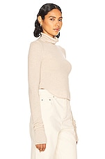 Helsa Alva Cashmere Turtleneck in Heather Oatmeal, view 2, click to view large image.