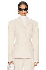 Helsa Recycled Twill S Curve Jacket in Light Khaki, view 1, click to view large image.