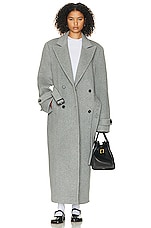 Helsa Bold Shoulder Long Coat in Grey, view 2, click to view large image.