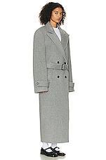 Helsa Bold Shoulder Long Coat in Grey, view 3, click to view large image.