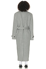 Helsa Bold Shoulder Long Coat in Grey, view 4, click to view large image.