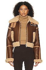 Helsa Cropped Faux Shearling Jacket in Coffee Brown, view 2, click to view large image.