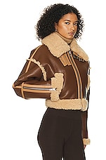 Helsa Cropped Faux Shearling Jacket in Coffee Brown, view 3, click to view large image.