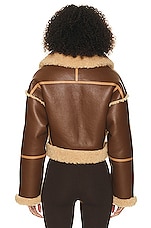 Helsa Cropped Faux Shearling Jacket in Coffee Brown, view 4, click to view large image.