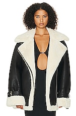 Helsa 80s Oversized Faux Shearling Jacket in Black, view 2, click to view large image.
