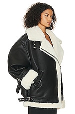 Helsa 80s Oversized Faux Shearling Jacket in Black, view 3, click to view large image.