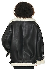 Helsa 80s Oversized Faux Shearling Jacket in Black, view 4, click to view large image.