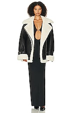 Helsa 80s Oversized Faux Shearling Jacket in Black, view 5, click to view large image.