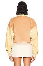 Helsa Faux Leather &amp; Wool Blend Bomber in Tan, view 3, click to view large image.