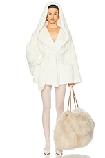 ジャケット・アウター EMBROIDERED FAUX FUR HOODED JACKET WHITE Helsa The Hooded Faux Fur Coat in White | FWRD