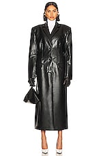 Helsa Waterbased Faux Leather Long Coat in Black, view 1, click to view large image.