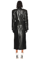Helsa Waterbased Faux Leather Long Coat in Black, view 3, click to view large image.