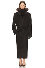 Helsa Bold Shoulder Long Coat in Espresso | FWRD