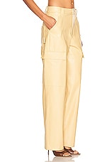 Helsa Waterbased Faux Leather Cargo Pant in Tan, view 2, click to view large image.