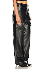Helsa Waterbased Faux Leather Cargo Pant in Black, view 2, click to view large image.