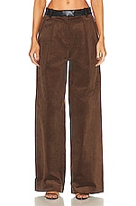 Helsa Corduroy Pleated Pant in Brown, view 1, click to view large image.