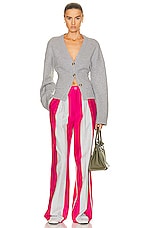 Helsa Rugby Pleated Pant in Heather Grey & Pink, view 4, click to view large image.