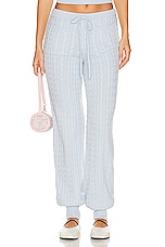 Helsa Taiki Cable Pants in Pale Blue, view 1, click to view large image.