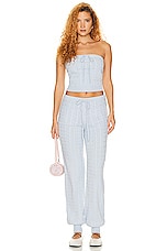 Helsa Taiki Cable Pants in Pale Blue, view 4, click to view large image.
