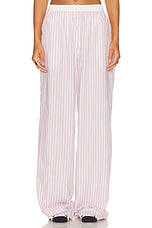 Helsa Wide Stripe Poplin House Pants in Mauve Stripe, view 1, click to view large image.