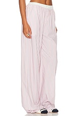 Helsa Wide Stripe Poplin House Pants in Mauve Stripe, view 2, click to view large image.