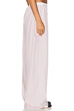 Helsa Wide Stripe Poplin House Pants in Mauve Stripe, view 3, click to view large image.