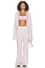 Helsa Wide Stripe Poplin House Pants in Mauve Stripe, view 5, click to view large image.