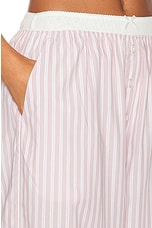 Helsa Wide Stripe Poplin House Pants in Mauve Stripe, view 6, click to view large image.