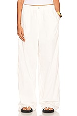 Helsa Cotton Poplin Pajama Pant in White, view 1, click to view large image.