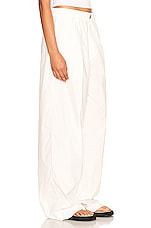 Helsa Cotton Poplin Pajama Pant in White, view 2, click to view large image.