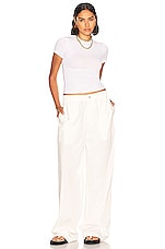Helsa Cotton Poplin Pajama Pant in White, view 4, click to view large image.