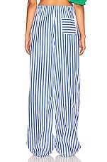 Helsa Cotton Poplin Stripe Pajama Pant in Bright Blue Stripe, view 3, click to view large image.
