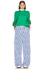 Helsa Cotton Poplin Stripe Pajama Pant in Bright Blue Stripe, view 4, click to view large image.