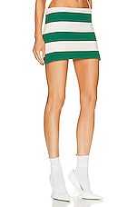 Helsa Rugby Mini Skirt in Green & Ivory Stripe, view 2, click to view large image.