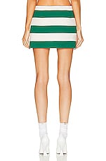 Helsa Rugby Mini Skirt in Green & Ivory Stripe, view 3, click to view large image.