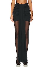 Helsa Matte Jersey Mini Wrap Skirt in Black, view 1, click to view large image.