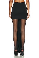 Helsa Matte Jersey Mini Wrap Skirt in Black, view 3, click to view large image.