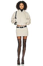 Helsa Workwear Mini Skirt in Taupe, view 4, click to view large image.