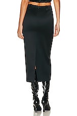 Helsa Heavy Satin Column Skirt in Black, view 3, click to view large image.