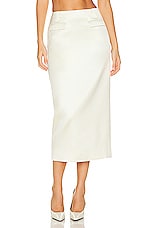 Helsa Heavy Satin Column Skirt in Bone, view 1, click to view large image.