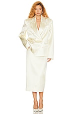 Helsa Heavy Satin Column Skirt in Bone, view 4, click to view large image.