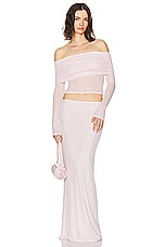 Helsa Sheer Knit Layered Maxi Skirt in Ballet Pink, view 4, click to view large image.